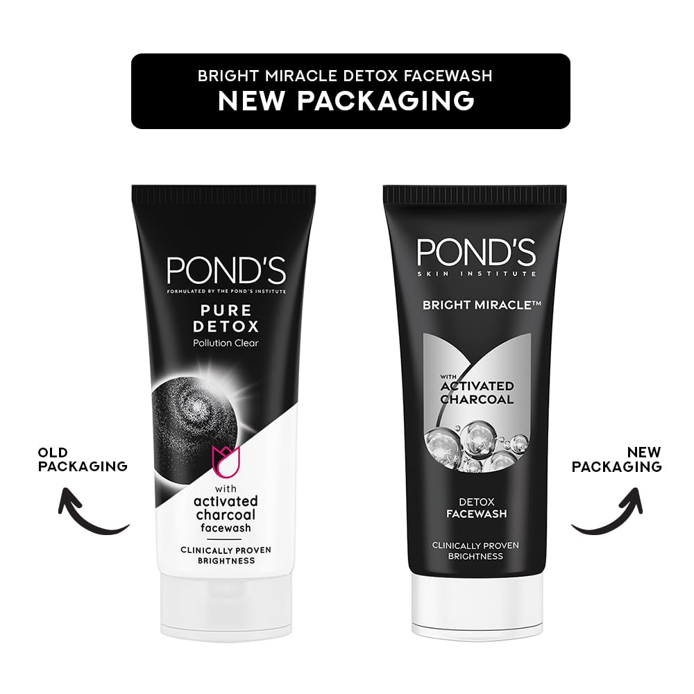 Ponds Bright Miracle Activated Charcoal, Detox Facewash, 15 gm (Deal : Benefit Of 28%)